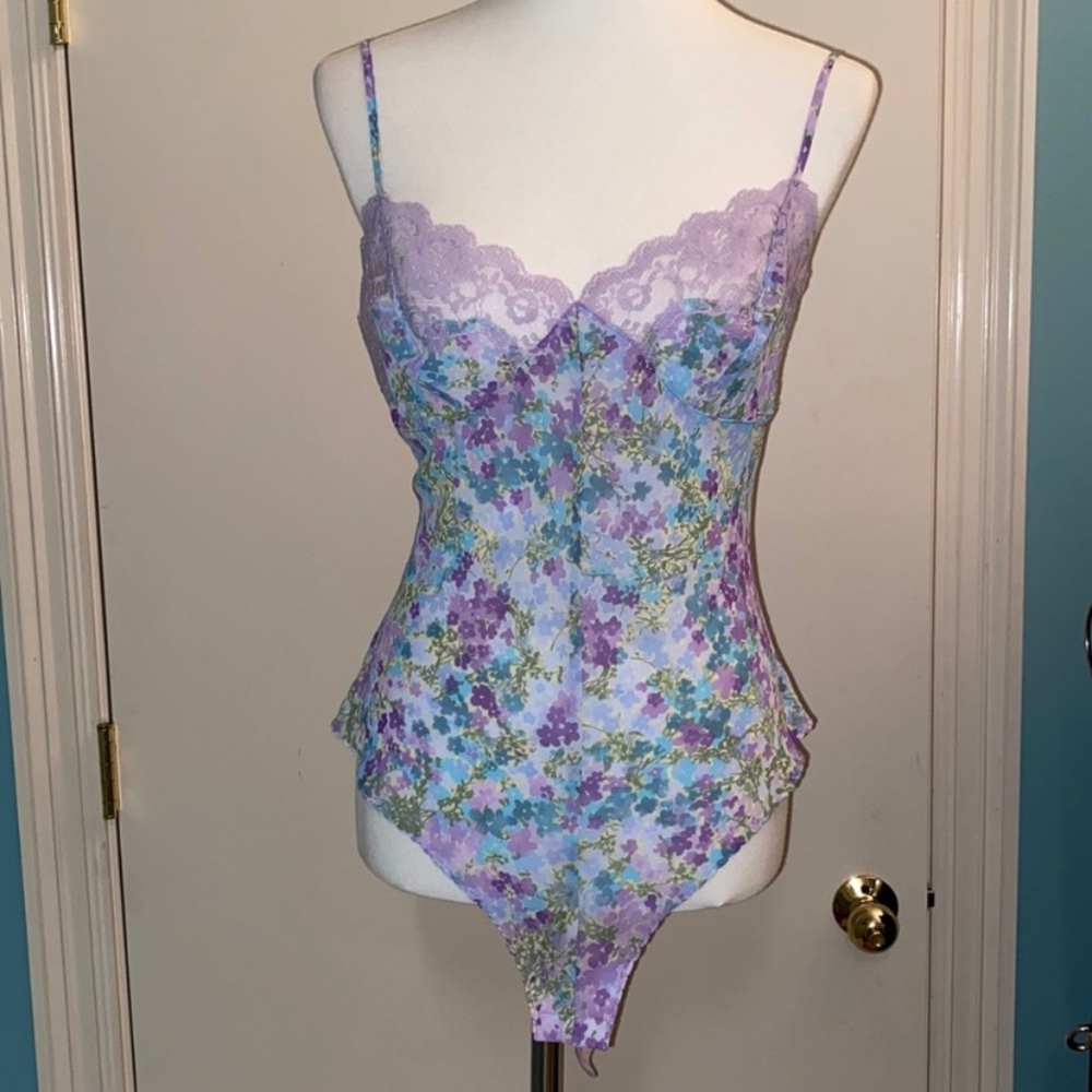 Medium Victoria Secret purple blue green  Floral Teddy